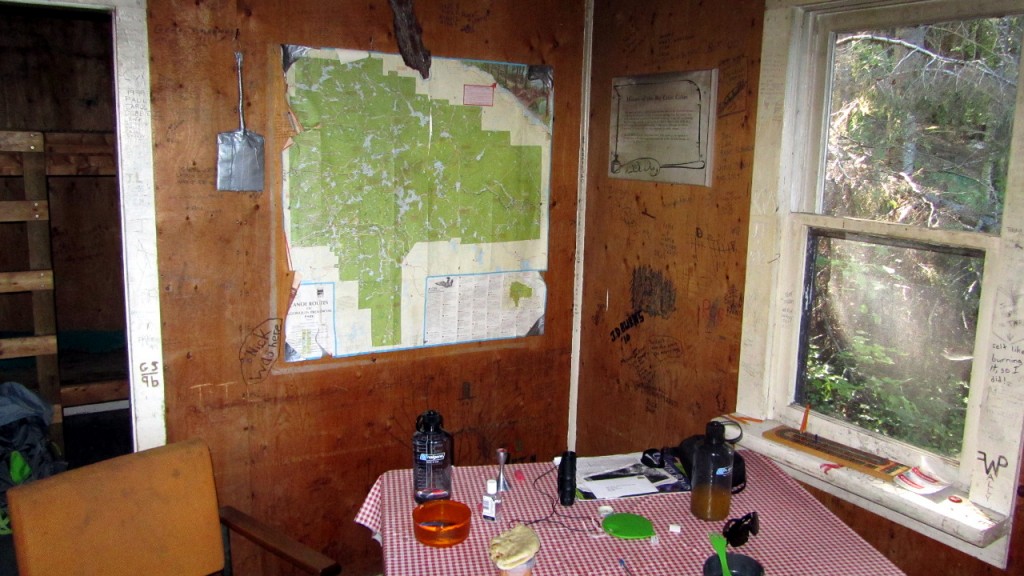 Sitting table inside the main room of the ranger cabin