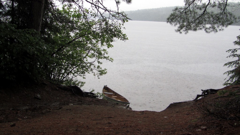 Back at the Proulx Lake portage, still raining