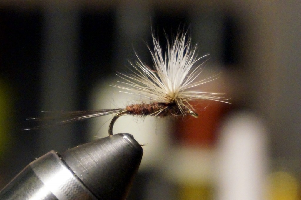 A simple Isonychia Parachute pattern, effective for imitating this abundant mayfly