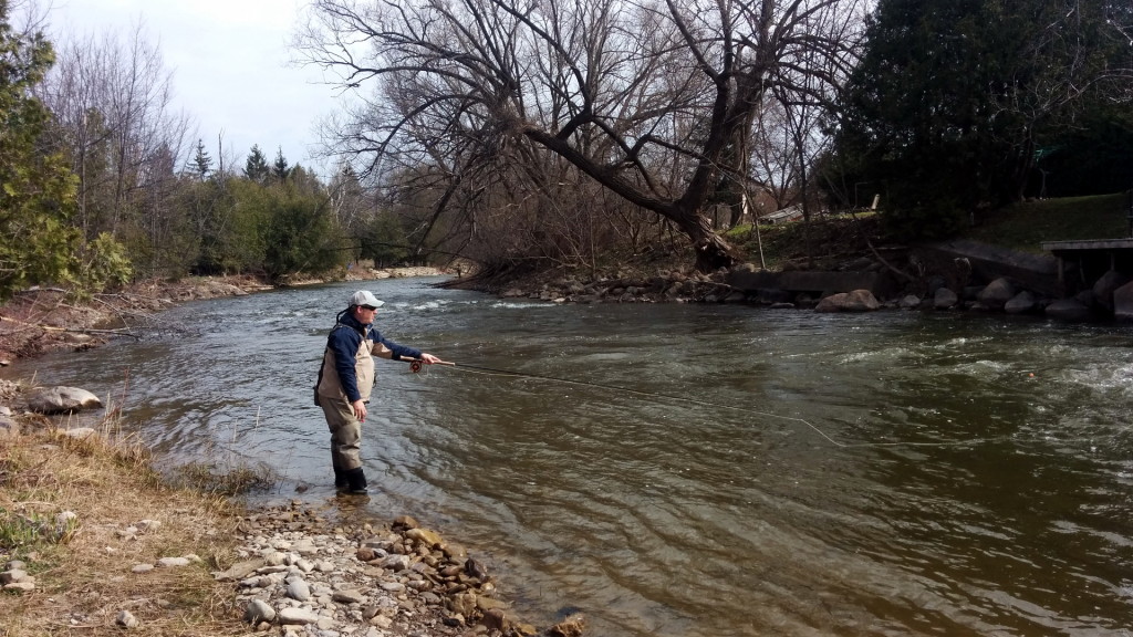 Ryan drifting nymphs, searching for steelhead on the Beaver River opening weekend.